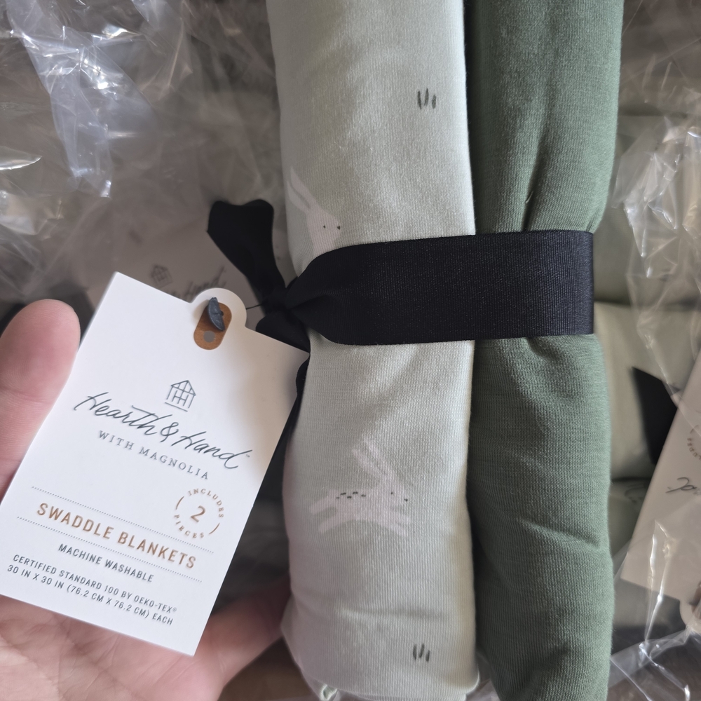 Hearth & Hand With Magnolia Green Swaddle Blankets 2ct